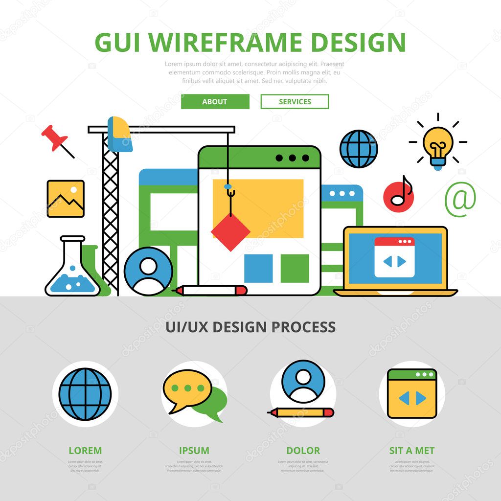 GUI wireframe design infographics template