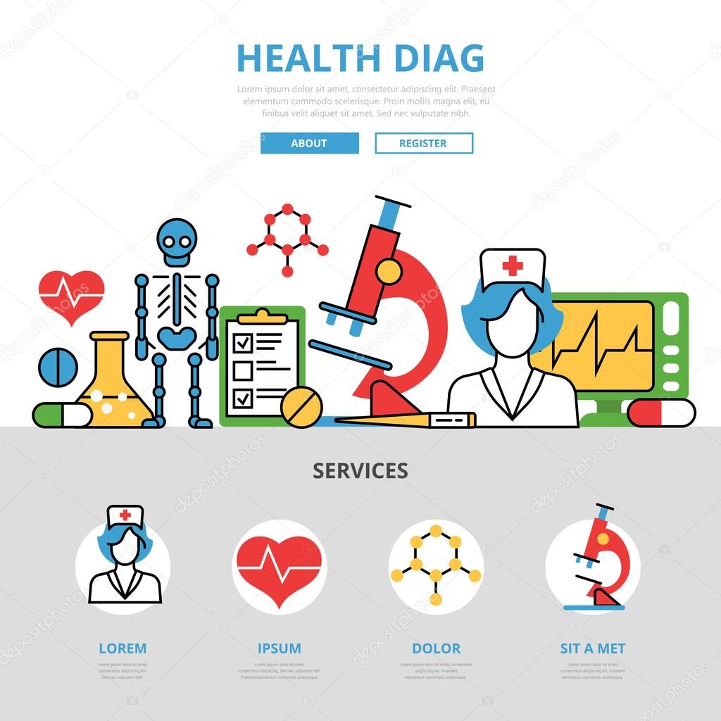 Linear flat Health diag infographics template 