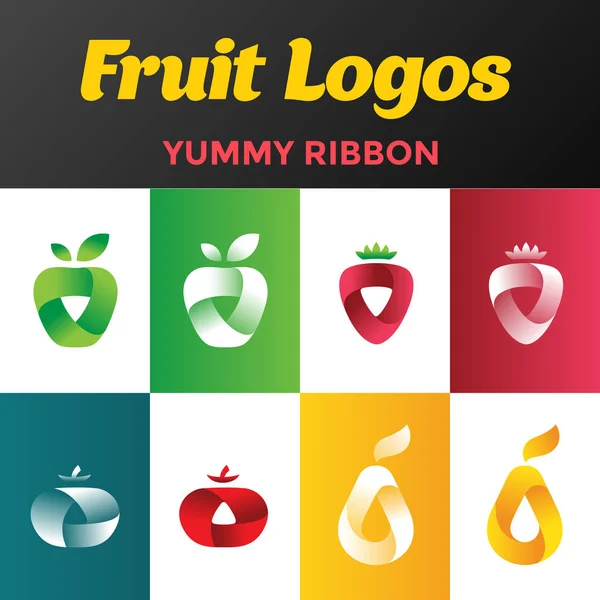 Frutas frescas Logotipos fita — Vetor de Stock