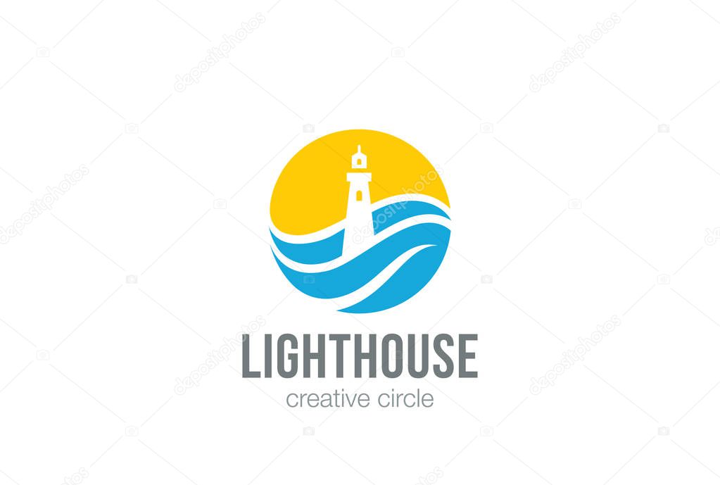 Lighthouse Logo circle abstract design 