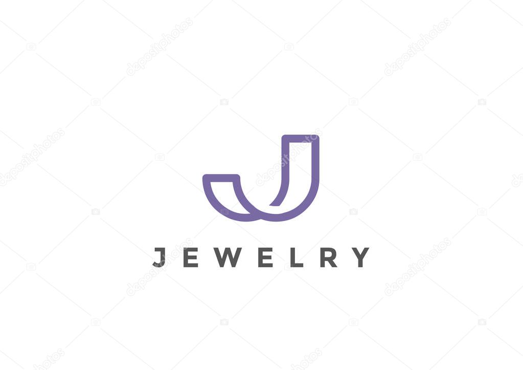 Letter J Logo Monogram design vector template Linear style