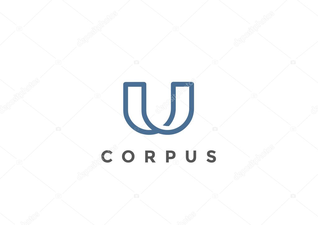 Letter U Logo Monogram design vector template Linear style