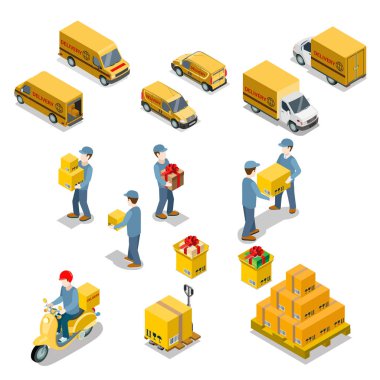 karton kutular, servis araçları taşıyan 