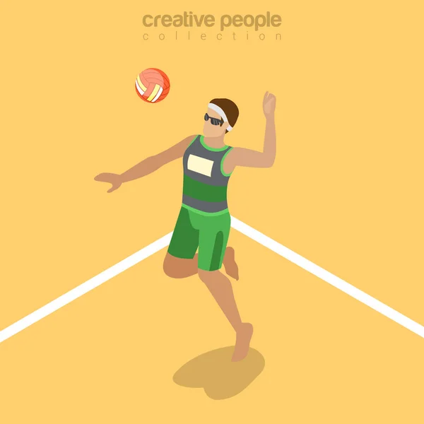 Flat isometric male Volleyball Player — Stock Vector