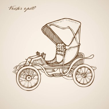 Retro otomobil doodle kolaj