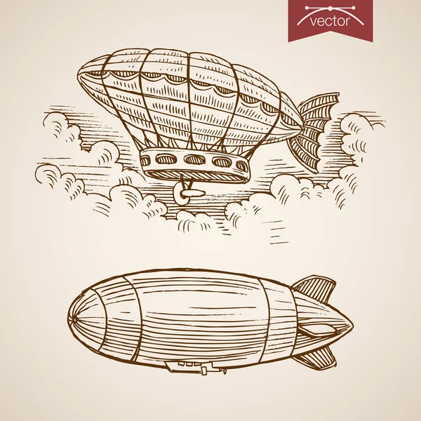 Bulutlarda uçan airships — Stok Vektör