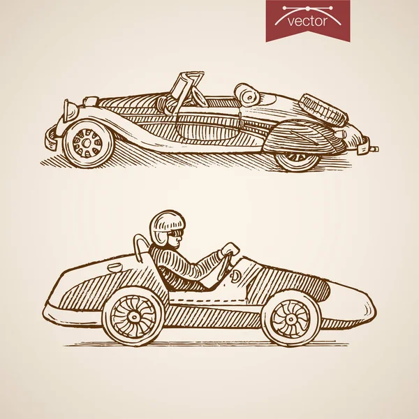 Mașini sport cu colaj de doodle șofer — Vector de stoc