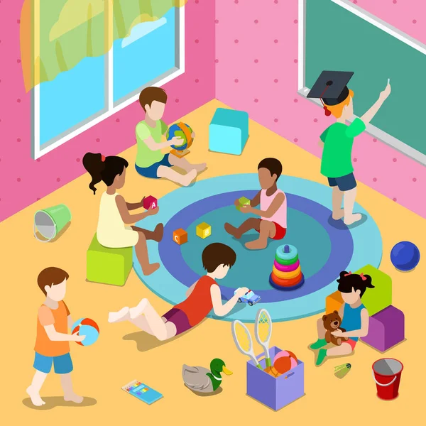 Kinder malen im Kindergarten — Stockvektor