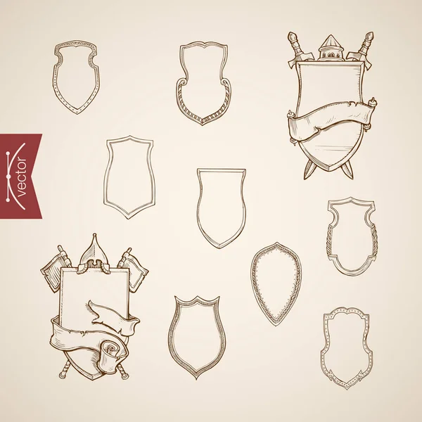 Marco de escudo con espada — Archivo Imágenes Vectoriales
