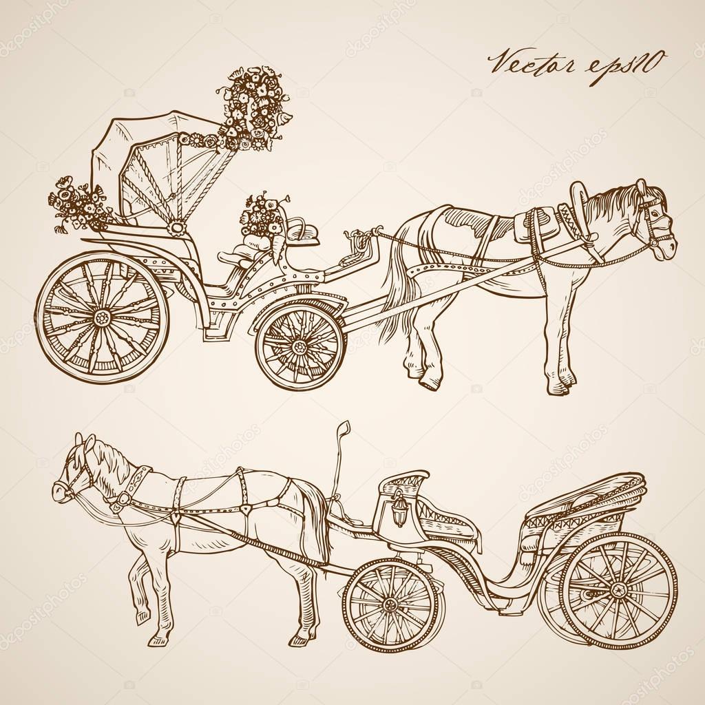 Horse Cart Drawing Easy | Drawing, Painting and Coloring for Kids | How to  Draw Horse Carriage Easy - YouTube