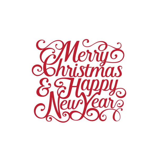 Buon Natale e felice anno nuovo testo vettoriale Calligraphic Lettering design card — Vettoriale Stock