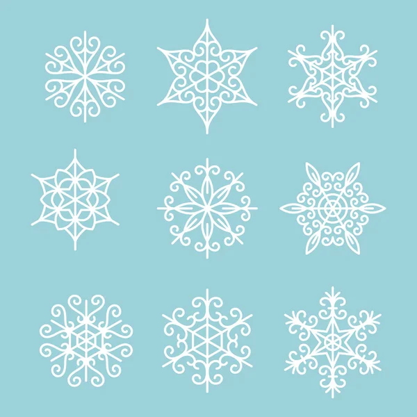 Conjunto de design vetorial de flocos de neve . — Vetor de Stock