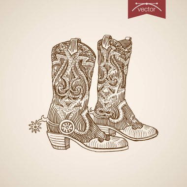 cowboy boots doodle collage clipart