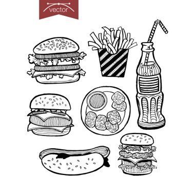 menu food doodle collage clipart