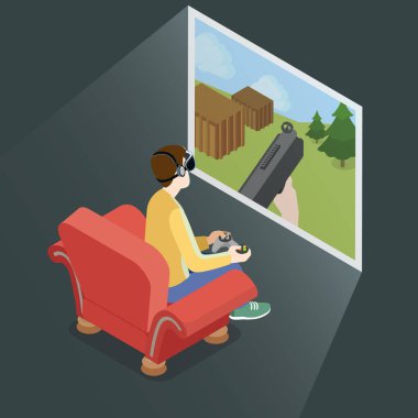 Shooter oyunu oynayan adam