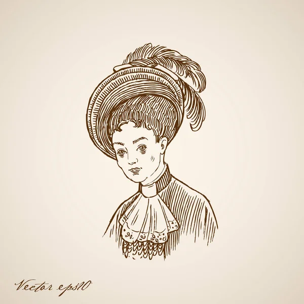 Retro lady doodle koláž — Stockový vektor