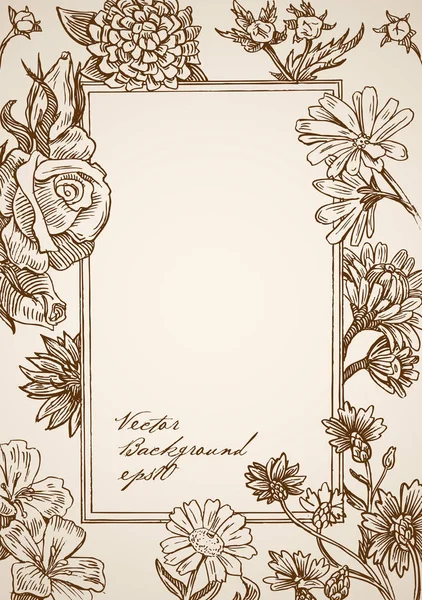 Floral elementen doodle collage — Stockvector