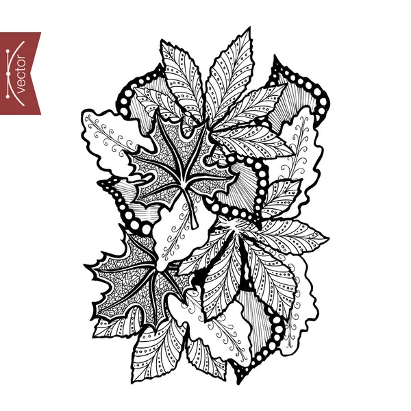 Floral elementen doodle collage — Stockvector