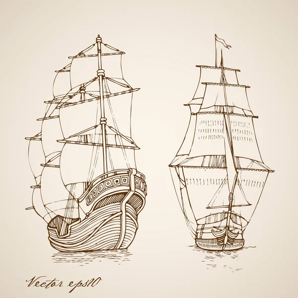 Collage de doodle bateau — Image vectorielle