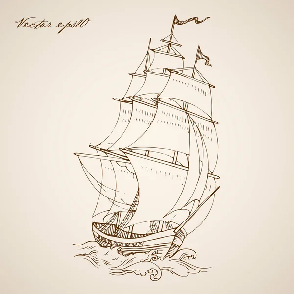Statek doodle kolaż — Wektor stockowy