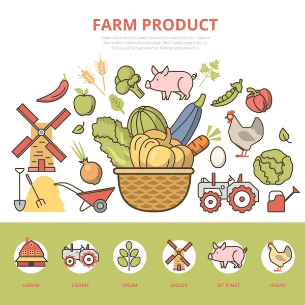 Productos agrícolas naturales — Vector de stock