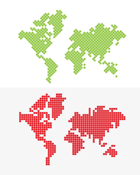 Green and red world map — Stock Vector