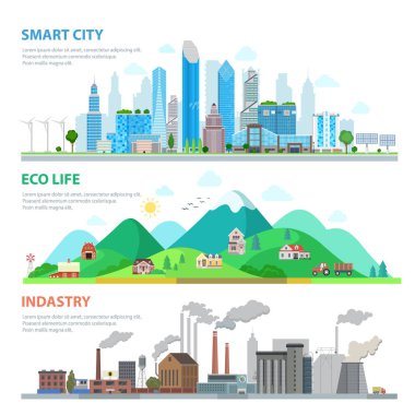  Smart city and Eco life clipart