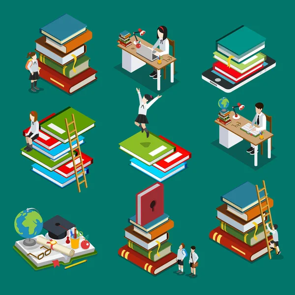 Pilas de libros iconos — Vector de stock