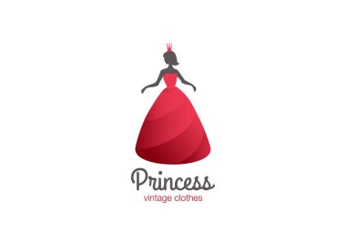 Kırmızı elbiseli kadınla taç Logo tasarımı  