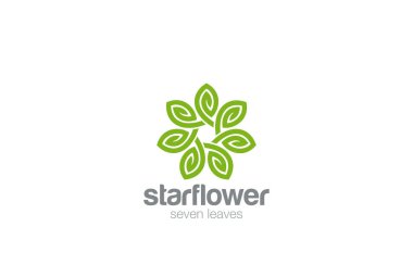 Green Leaves Star Flower Logo design Infinity loop   clipart