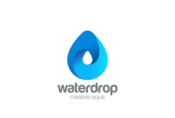 Water drop Logo design 3D — Stock Vector