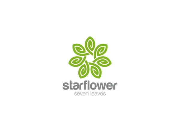 Green Leaves Star Flower Logo design Infinity loop — Stock Vector