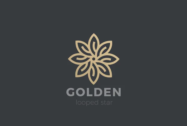 Oro Estrella Flor Logotipo Diseño lazo infinito — Vector de stock