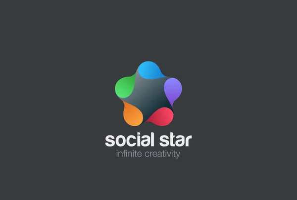 Sociala star Logotypdesign — Stock vektor