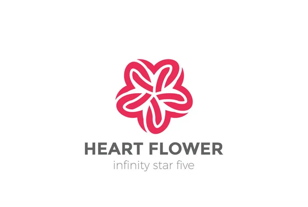 Coeur étoile fleur logo design — Image vectorielle