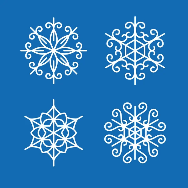 Copos de nieve decoración invierno nieve set — Vector de stock