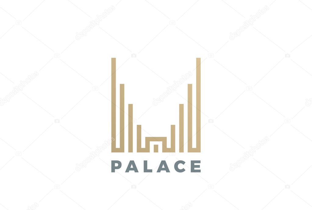 Luxury Hotel Palace Logo design vector template Linear style