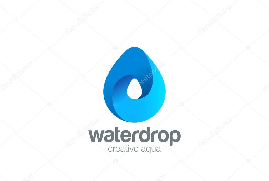 Water drop Logo design 3D vector template