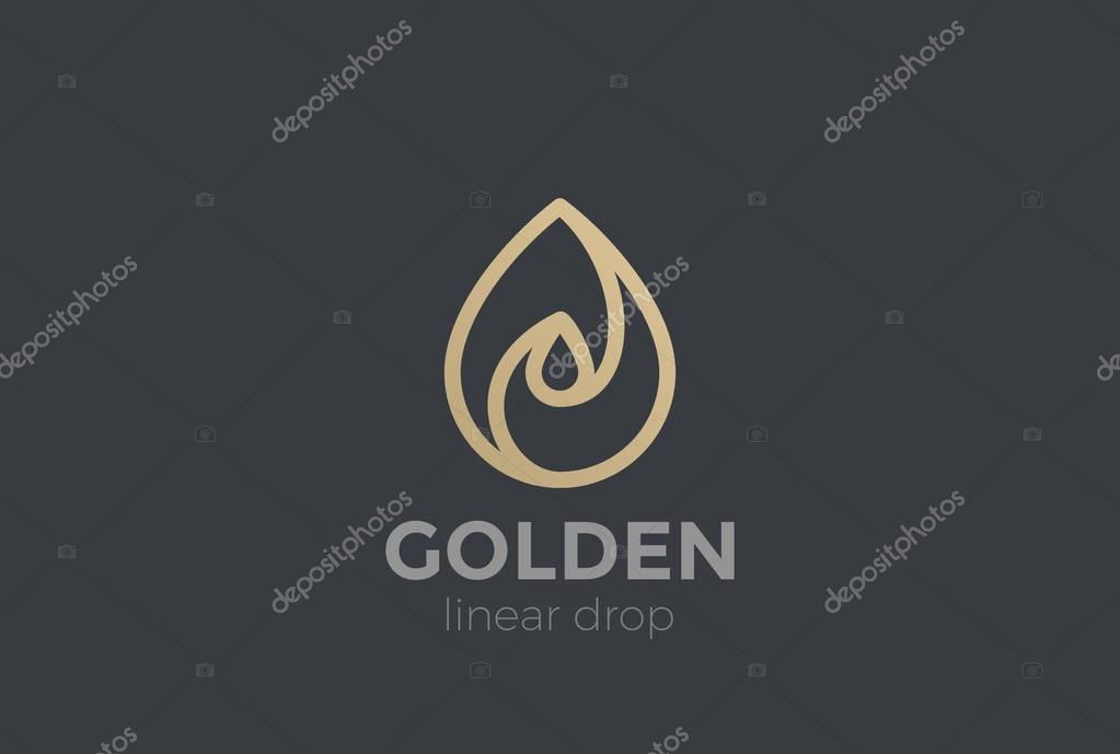 Water drop Logo design 3D vector template Linear style