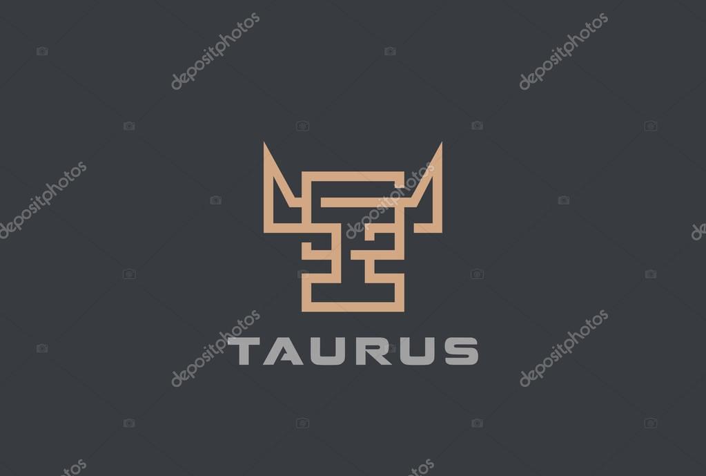 Bull Cow head Logo design vector template. Letter T logotype