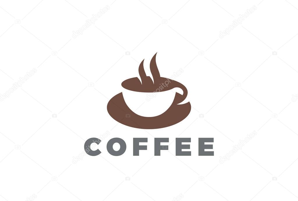 Coffee cup Logo design vector template Negative space style