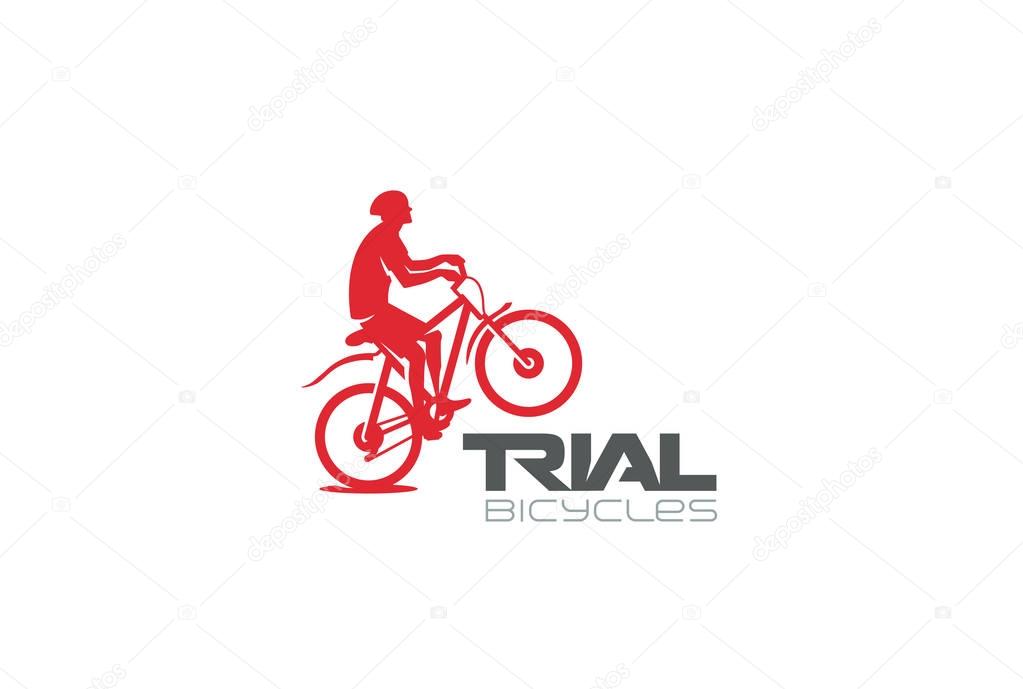 Trial Mountain Bike Rider silhouette Logo design  