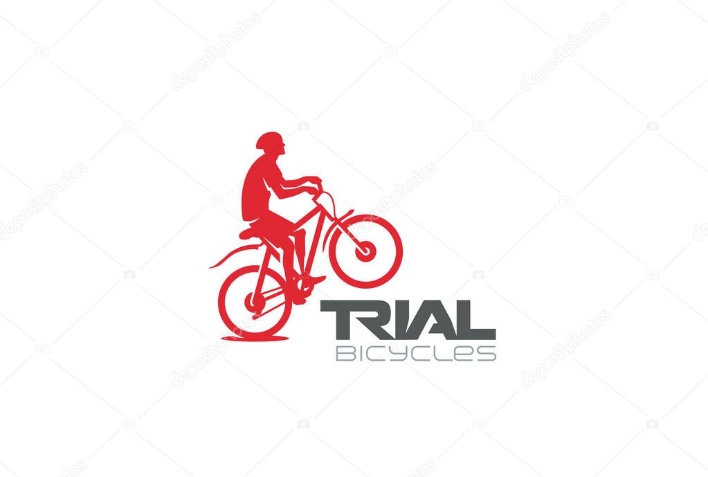 Trial Mountain Bike Rider silhouette Logo design vector template