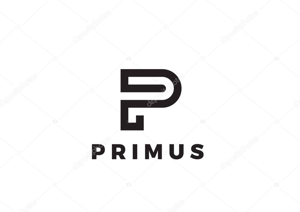Letter P Logo Luxury design vector template Linear. Type Character Symbol Logotype
