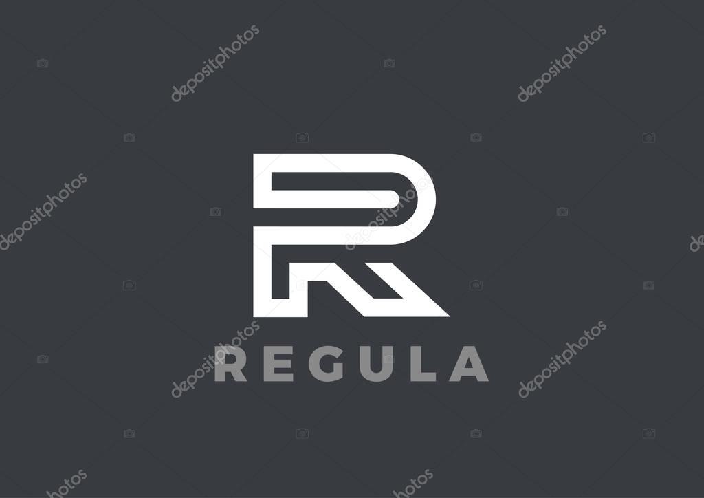 Letter R Logo Luxury design vector template Linear. Type Character Symbol Logotype