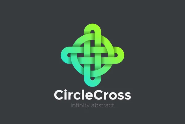 Forma de la cruz del círculo Logo — Vector de stock