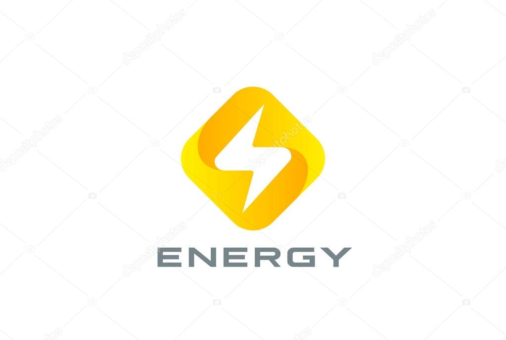 Flash Logo square rhombus design vector template. Thunderbolt symbol