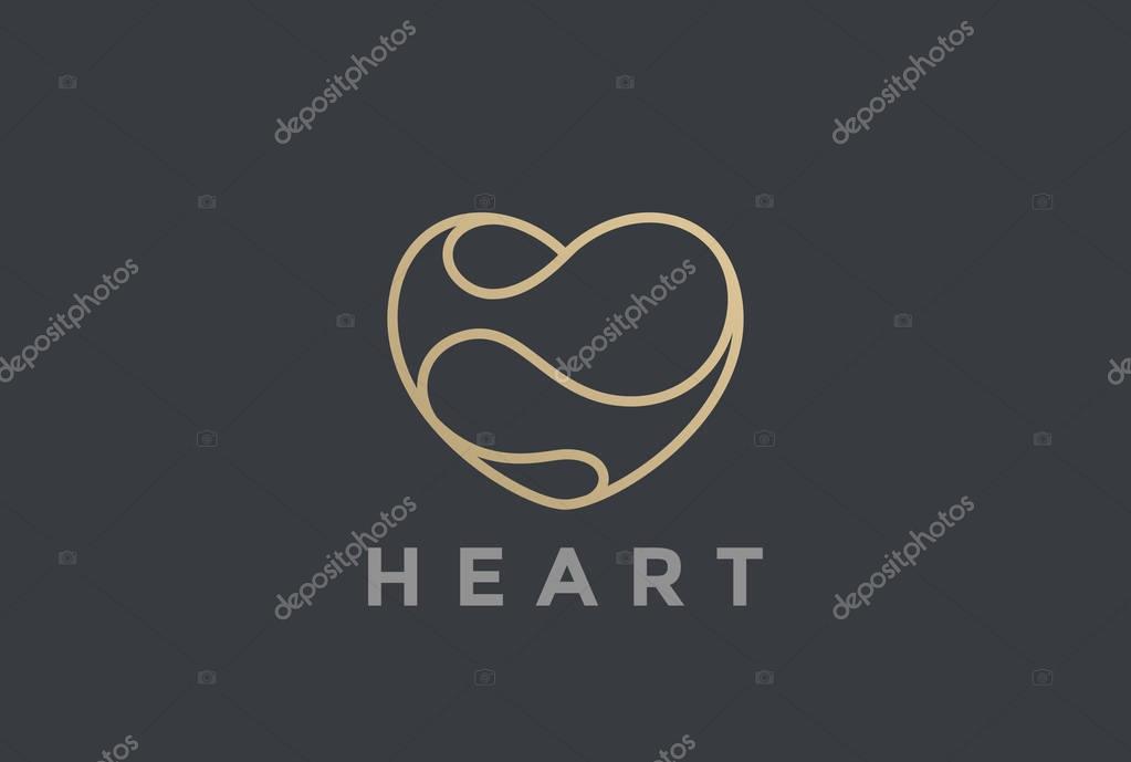 Heart Logo design vector template. St. Valentine day of love symbol Linear style