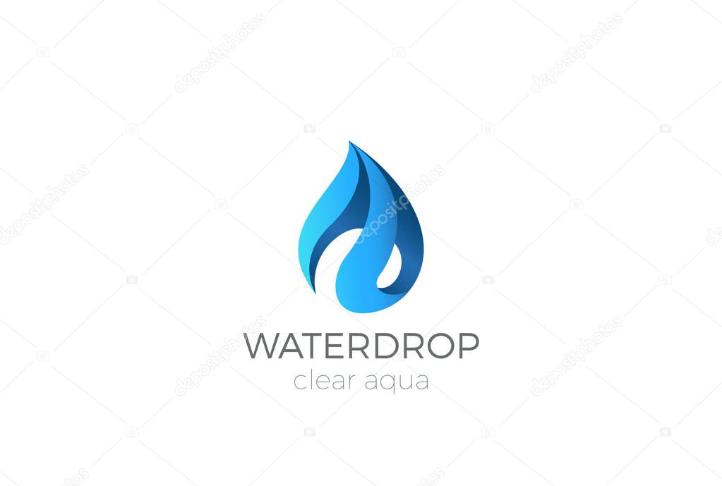 Water drop Logo design vector template. Ribbon concept