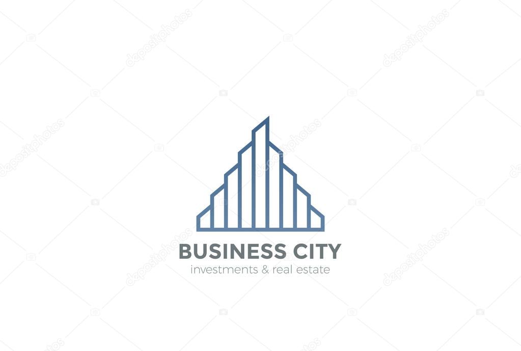 Real Estate Logo design Skyscrapers vector template Linear style